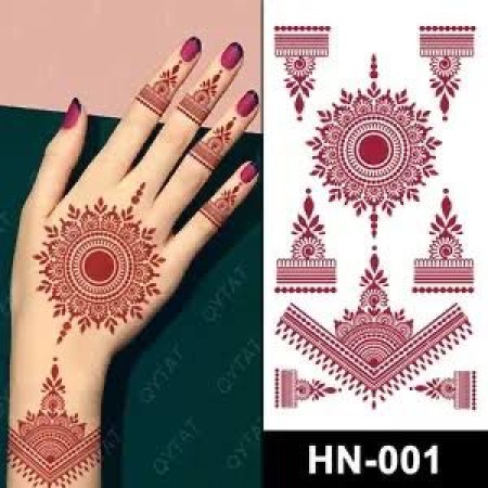6 pcs Waterproof Henna Mehendi Sticker Waterproof